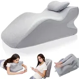 Exquilnova Keilkissen, Lesekissen, ergonomisches Rückenstützkissen, Kuschelkissen mit abnehmbarem Kissen, Lendenwirbelstützkissen zum Schlafen, Lesen, Sitzen
