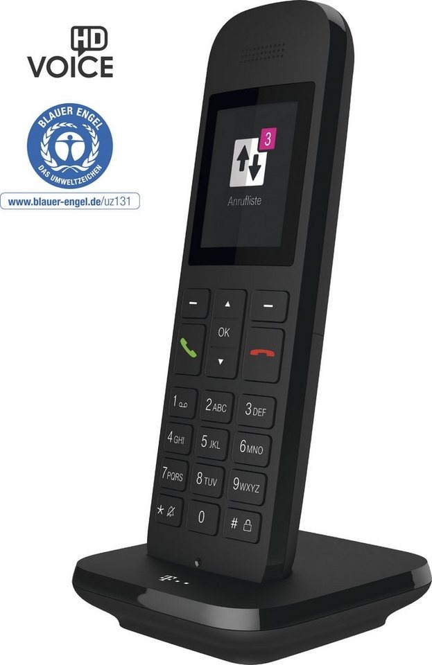 Telekom Speedphone 12 DECT-Telefon (Mobilteile: 1, LAN (Ethernet), mit HD Voice, Multifunktionstaste 5 cm Farbdisplay) schwarz