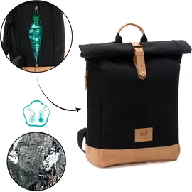 fillikid Wickelrucksack Rolltop Berlin schwarz, inkl. Wickeltunterlage schwarz