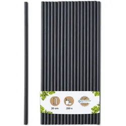 BIOZOYG 250 Stück Trinkhalme 20cm,  Ø5mm, schwarz, umweltfreundliche Getränkehalme, biologisch abbaubar, ökofreundliche, nachhaltige Papierstrohhalme