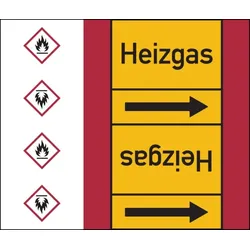 Rohrleitungskennzeichen Heizgas - 33000x180 mm Folie selbstklebend