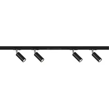 Briloner Rail Schienensystem Komplettset, 4x LED Spots, Dimmbar, Einspeisung, schwarz, 1,5 m Schwarz
