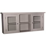 Casa Padrino Küchenbuffet Landhausstil Küchenhängeschrank Grau 156 x 31 x H. 65 cm - Landhausstil Küchenschrank mit 2 Glastüren