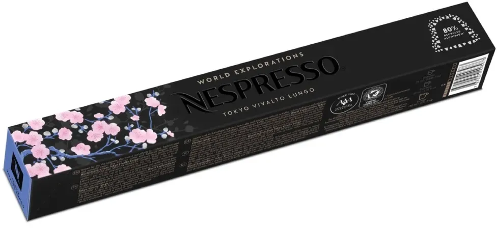 Nespresso Tokyo Lungo Original Line 10 Lungo Kaffeekapseln Hellblau 110 ml Blumig & komplex