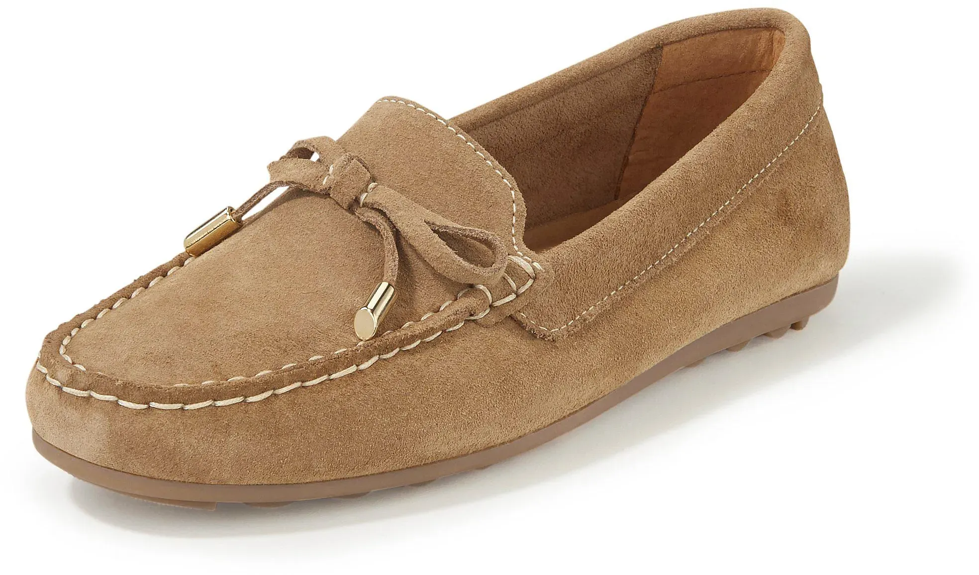 Les mocassins en cuir velours vachette  Peter Hahn beige