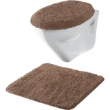 Erwin Müller Hänge-WC-Set 2-TLG. Rhodos Uni, WC-Vorlage, WC-Deckelbezug rutschhemmend braun Größe - ultraweich, extrem saugfähig, flusenarm