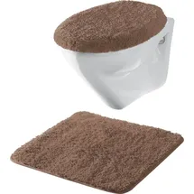 Erwin Müller Hänge-WC-Set 2-TLG. Rhodos Uni, WC-Vorlage, WC-Deckelbezug rutschhemmend braun Größe - ultraweich, extrem saugfähig, flusenarm