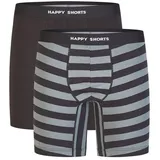 Happy Shorts Boxershorts Schwarz / Grau M 2er Pack