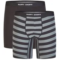 Happy Shorts Boxershorts Schwarz / Grau M 2er Pack