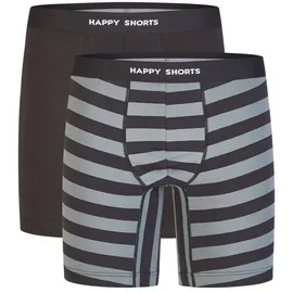 Happy Shorts Boxershorts Schwarz / Grau M 2er Pack