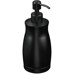 Relaxdays Seifenspender, 400 ml, Edelstahl, nachfüllbar, Seife, Duschgel, Badezimmer, Küche, Handseifenspender, schwarz