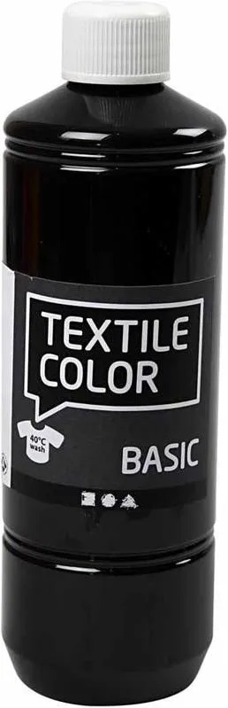 Creativ Company, Künstlerfarbe + Bastelfarbe, Textilfarbe (Black, 500 ml)