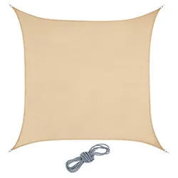 relaxdays Sonnensegel quadratisch sand 2,0 x 2,0 m