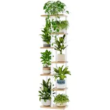 Bamworld Blumenständer Pflanzenständer Pflanzenregal Blumenregal Blumenständer holz 7 Etagen Metall Garten Ecke Balkon Wohnzimmer(Weiß)