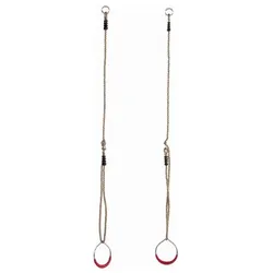 Schaukelringe - rot / natur - √ò ca. 12 cm / 250 cm - aus Metall / Kunststoff / Polypropylen-Seil