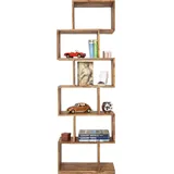 Kare Regal Authentico Zick Zack, Braun, Bücherregal, Sheeshamholz, 180x60x30 cm Wohnzimmer, Regale, Bücherregale