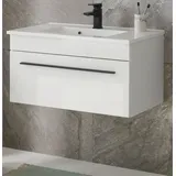 furn.design Waschbeckenunterschrank 80 x 43 cm Weiß Hochglanz