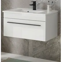 furn.design Waschbeckenunterschrank 80 x 43 cm Weiß Hochglanz