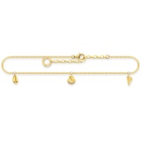 Thomas Sabo Damen Fußkette Muscheln Gold, 925er Sterlingsilber mit 750er Gelbgold-Vergoldung, mit 3 Muscheln- Anhängern, Länge: 22-27 cm, AK0037-413-39-L27V