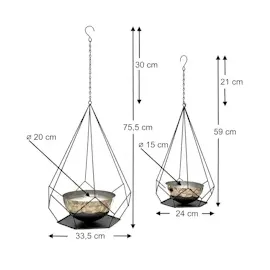 DanDiBo Ambiente Blumenampel 2er Set 6 Ecken Innen Metall 96095 Schwarz