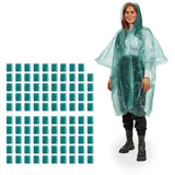 relaxdays Regenponcho 100x Einweg Regenponcho Grün (100-St) grün