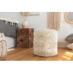 Kayoom Pouf Coralia 400 Creme / Khaki 35cm x 35cm