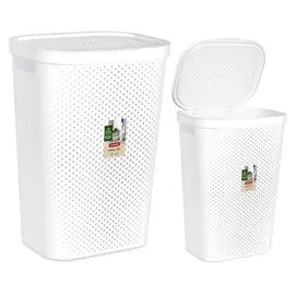 Curver Wäschebox Infinity mit Punktmuster 59l in weiß, Plastik, 35 x 25 x 10 cm