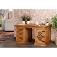 1a Direktimport Schreibtisch Hacienda Pinie massiv / Braun