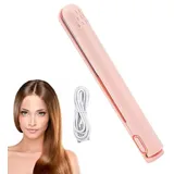 2-In-1 Mini-Krultang En Gladmakende Stijltang,2-in-1 Mini Glätteisen,USB Haarglätter aus Keramik,Mini Haarglätter für lange & Kurze Haare,Tragbar Lockenwickler Für alle Haartypen Geeignet (Rosa)