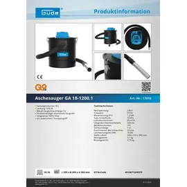 Güde Aschesauger GA 18-1200.1 blau/schwarz