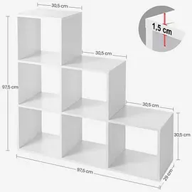 VASAGLE Bücherregal weiß 97,5 x 29,0 x 97,5 cm