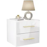 lookway Nachtschrank LINA LUX 45 x 41,8 x 38,5 cm Gold/Weiß