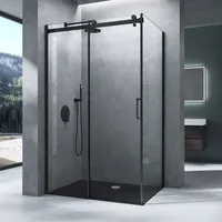 mai & mai Eckdusche mit Schiebetür 140 x 90 cm schwarz Sicherheitsglas Rav19
