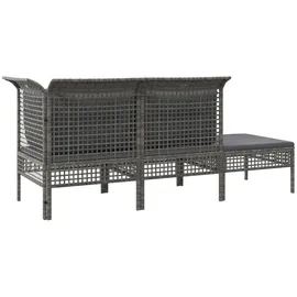 vidaXL 3-tlg. Garten-Lounge-Set mit Kissen Grau Poly Rattan