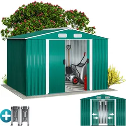 GARDEBRUK® XXL Metall Gerätehaus Fundament Schiebetür Grün Geräteschuppen