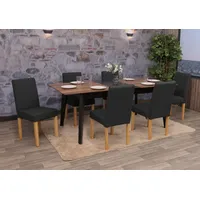 MCW 6er-Set Esszimmerstuhl Stuhl Küchenstuhl Littau ~ Textil, schwarz,