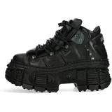 New Rock "Plateau Boots Wall106-S12", Herren, Gr. 39 Normalschaft, schwarz, Obermaterial: 100% Rindnappaleder CNA., Schuhe Sneaker, Handgefertigt, Made in Spain
