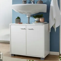 KADIMA DESIGN Design Waschbeckenunterschrank 60x55x30 cm Badunterschrank mit 2 Türen Weiß, Bad Aufbewahrung Stehend,