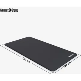 Gorilla Sports GORILLA SPORTS® Yogamatte - 190x100x1,5 cm, mit Tragegurt, - Rutschfest, Schwarz - Gymnastikmatte, Fitnessmatte, Sportmatte, Trainingsmatte, Übun... - Schwarz