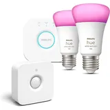 Philips Hue White and Color Ambiance 9 Watt 1100 E27 Kleines Promo-Starterkit + Philips Hue Motion S