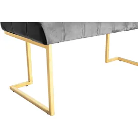 Kayoom Sitzbank KAYOOM "Rarity 225, Edler Touch durch goldenes Gestell", grau, B:100cm H:48cm T:47cm, Bezug: 100% Polyester (Samt) Gestell: Edelstahl, Sitzbänke, Sitzbank, eckig, samtweich, gesteppt, mit Zierknöpfen, Edelstahlgestell