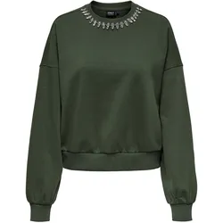 Sweatshirt »ONLKIARA L/S O-NECK EMBELLISHMENT SWT«, Gr. XS (34), Kambaba Detail:Metal + rhinestone band, , 24426336-XS
