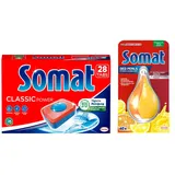 SOMAT Tabs 28 AW Classic Power, Geschirrspül Tabs mit Fettlösekraft für kraftvolle Reinigung, für sauberes Geschirr + Somat Duo Power Experten Deo Perls 60 AW Zitrone & Orange Duft 17g