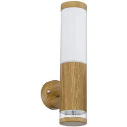 LED Wandleuchte, Deko-Licht, Edelstahl, Holz-Optik, H 35 cm
