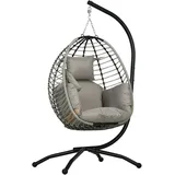 Outsunny Hängesessel oval Grau 1-Sitzer mit Gestell
