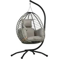 Outsunny Hängesessel oval Grau 1-Sitzer mit Gestell