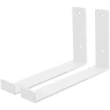 ML-Design 2 Stück Regalhalterung 25x4x14 cm Weiß aus Metall 10 Zoll L-Form