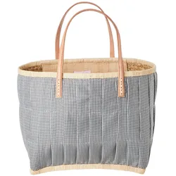 RICE Rice Tasche aus Bast mit Henkel, Medium, schwarz
