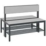 C+P Doppelseitige Sitzbank mit Rückenlehne, Basic Plus, H796xB1000xT760mm, Gestell Schwarzgrau / Dekor Silbergrau (8060-410)