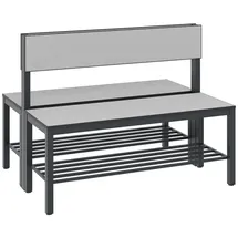 C+P Doppelseitige Sitzbank mit Rückenlehne, Basic Plus, H796xB1000xT760mm, Gestell Schwarzgrau / Dekor Silbergrau (8060-410)